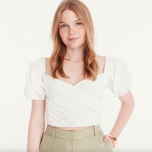 NWT J.CREW PUFF SLEEVE ORGANIC COTTON CROPPED TOP SIZE XL